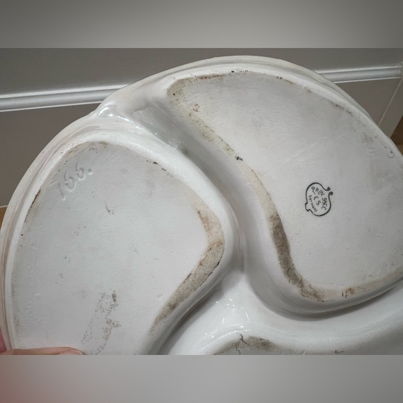 Vintage Prov Saxe Hand painted porcelain divided plate or candy dish Germany - Picture 6 of 13